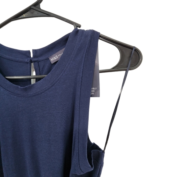 M&S Collection Women's Pure Cotton Jersey Belted Midi Column Dress - 10 - Picture 3 of 7